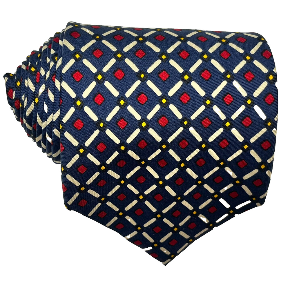The Custom Shop Shirtmakers Mens Silk Tie Geometric Diamonds Blue Red Necktie